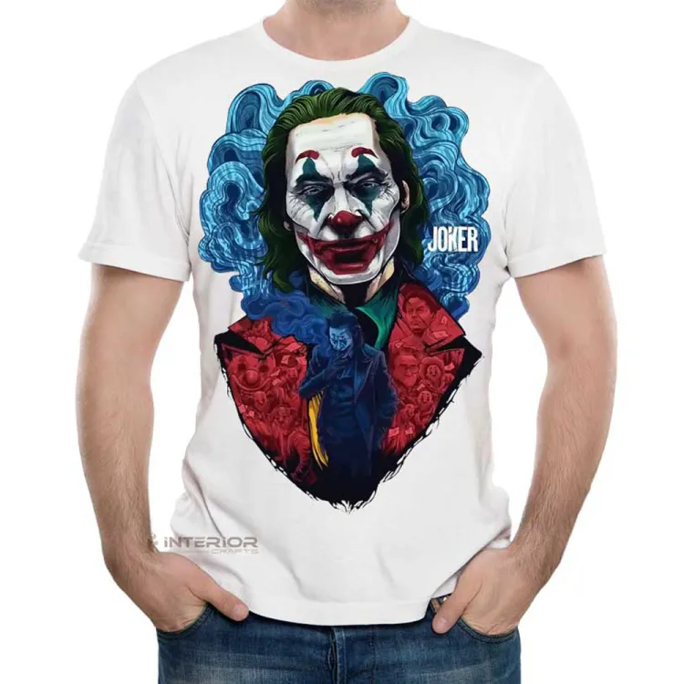 Joker Art T-Shirt for Men Half Sleave Solid White Graphic Printed Casual Round Neck. Sports & Gym wear Tshirt - T Shirt - T Shirt